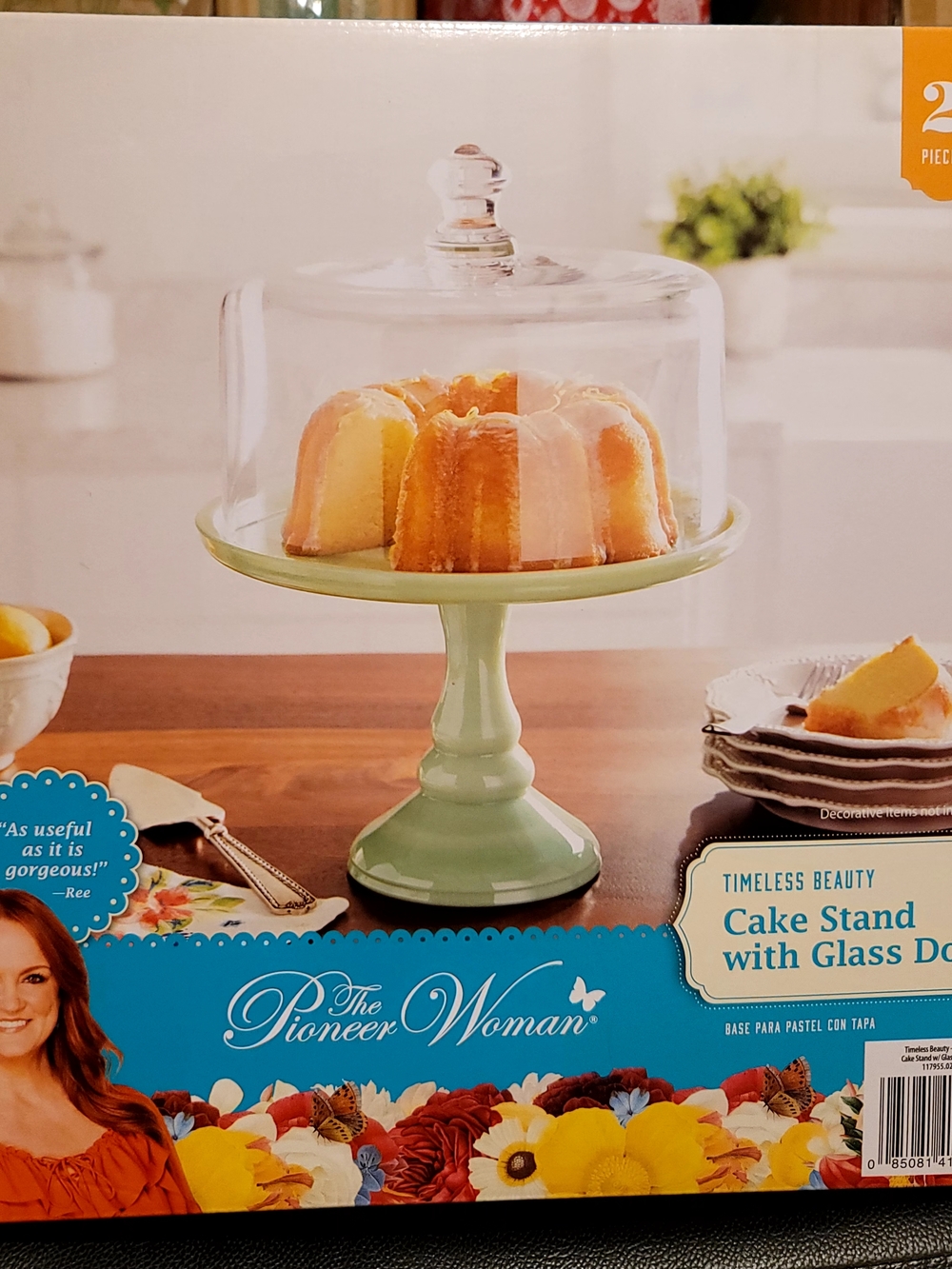 The Pioneer Woman Mint Green Cake Stand with Glass Dome